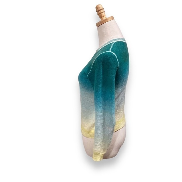 Paychi Guh Watercolor Green Yellow Worsted Cashmere Sweater Size XS - Picture 9 of 12